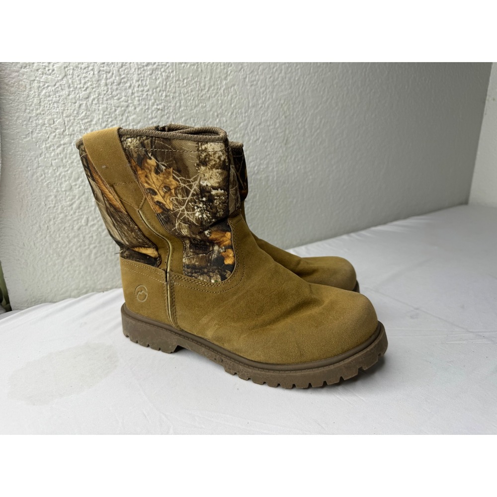 Magellan Outdoors Youth 5D Camo Hunting Boots Tan Faux Suede Side Zip 177701